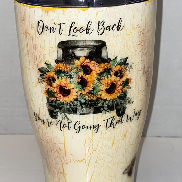 Original Stainless Steel Tumbler Sunflower Glitter Be You Tiful Metal Straw - Picture 4 of 7